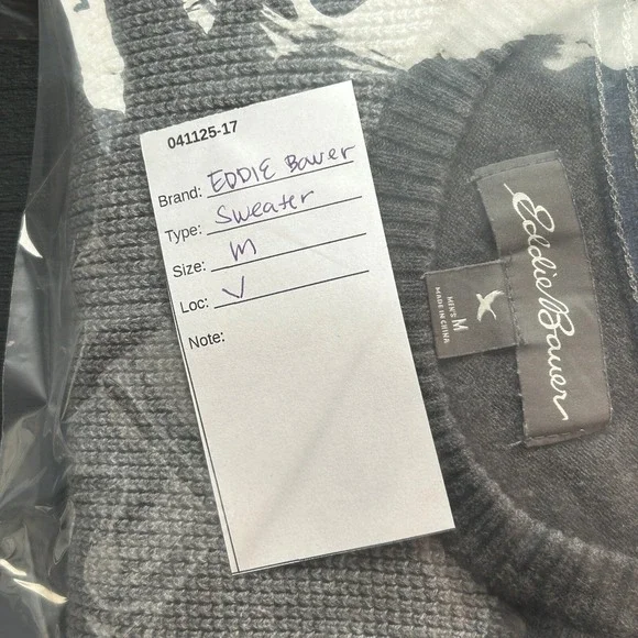 Eddie Bauer‎ Wool Waffle Knit Sweater Gray Medium - Picture 11 of 12